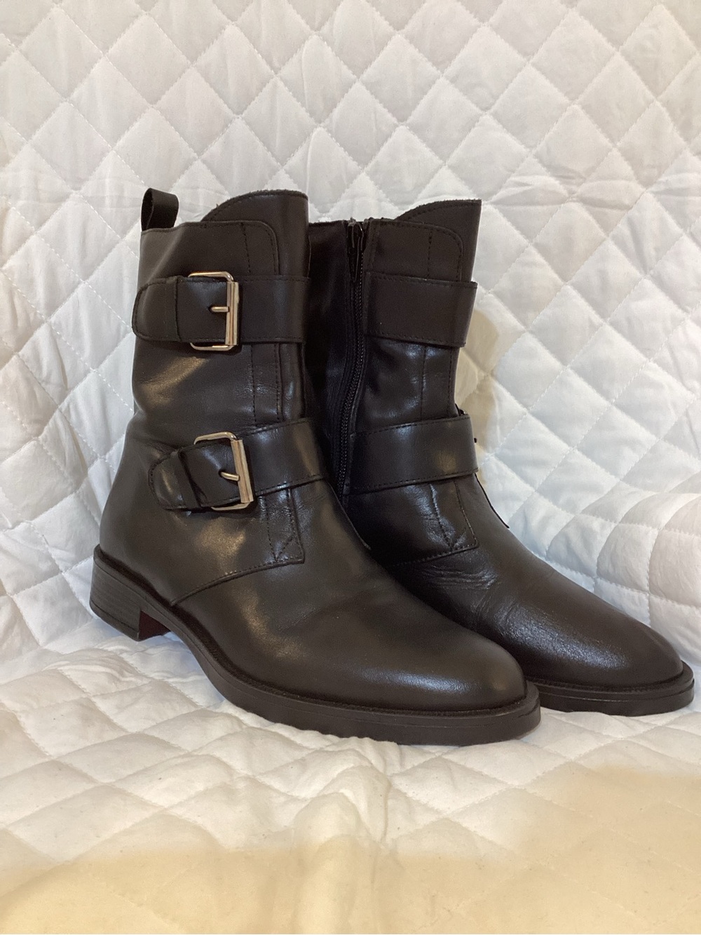 Emanuele Crasto Women's Black Leather Lace-Up Buckle Ankle Boots
